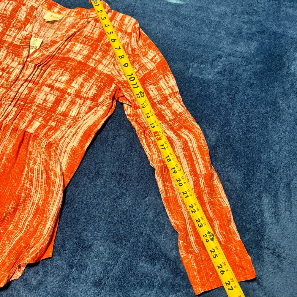 LAST CHANCE JAN 2026 NWT! Anthro Calia Top buttondown shirt red orange 12p - Picture 14 of 15